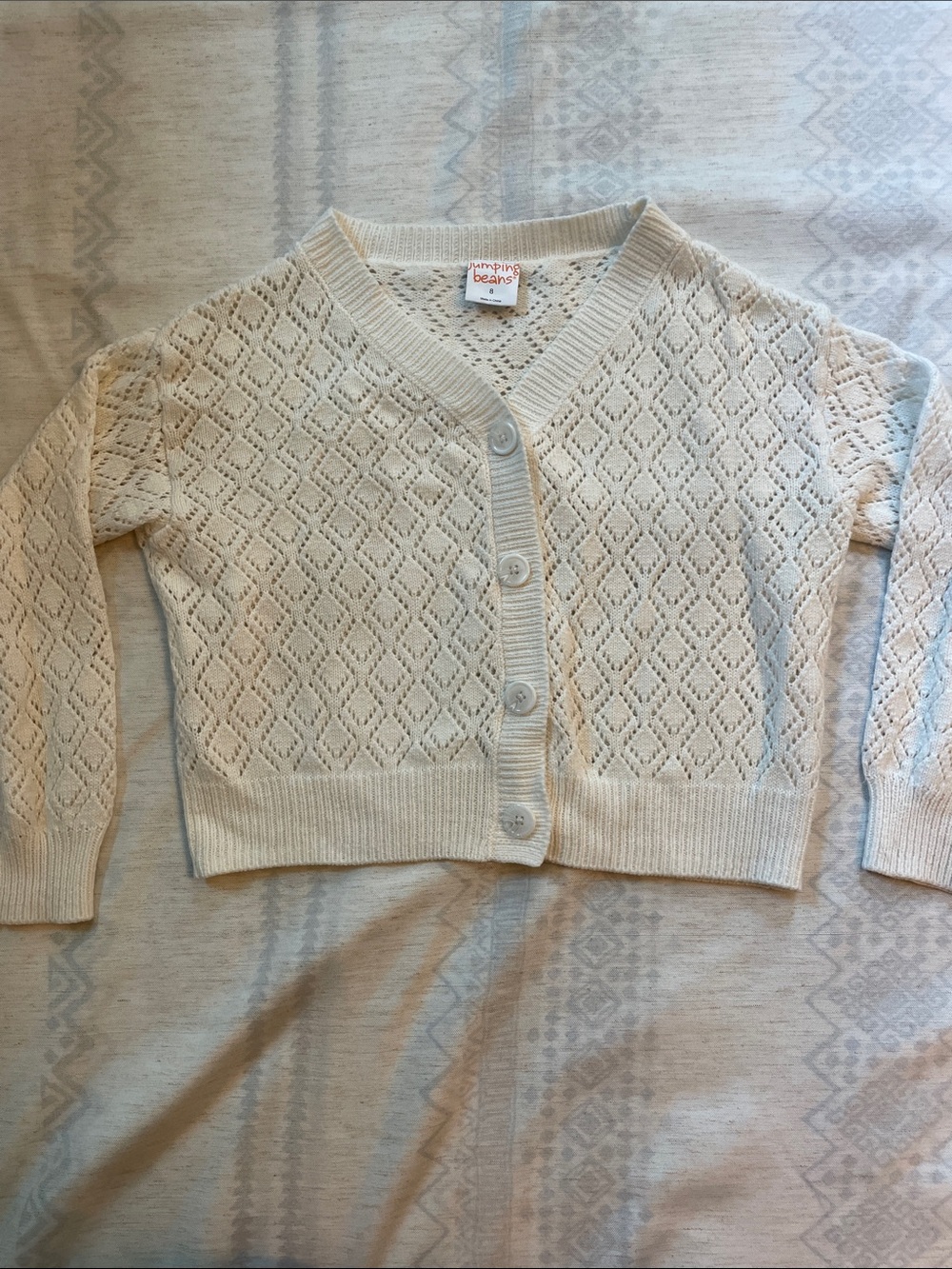 jumping beans Cream Crochet-Pattern Button Cardigan
